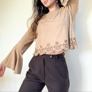 *SOLD* 70s faux suede blouse